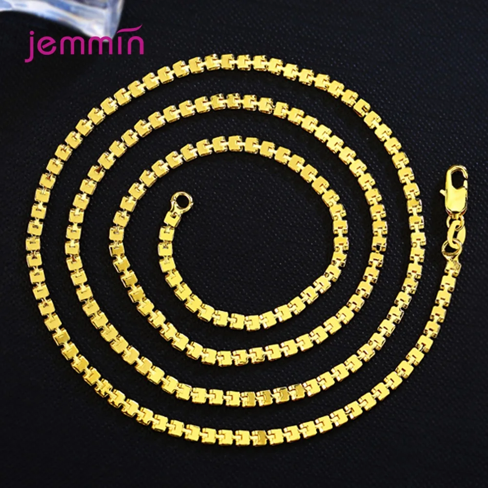 

Hot Selling 2mm 18K Gold Geometric Square Necklace For Women And Men Fashion Clavicle Chain Unisex Choker For Girl Birthday Gift