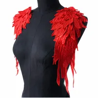 Buy 2PCS/Set Embroidery Angel Wing Applique Sewing Flower Collar Patch For Wedding Party Gown Bridal Dress Clothes Online - Image 6