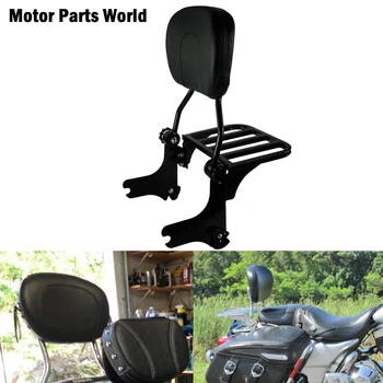 

Motorcycle Black Adjustable Passenger Black Backrest Sissybar Luggage Rack For Harley Touring 97-13 Street Glide Electra Glide