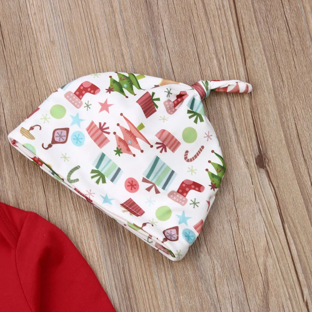 Kid Baby Girl Letter Long Sleeve Romper Pants Outfit Hairband Cap Christmas Xmas ensemble garcon winter my first christmas boy