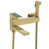 Brushed Gold Bathtub Shower Mixer Faucet Wall Mount Bathroom Tub Mixer Tap with Hand Shower Bidet  Set Matte Black Fashion 6