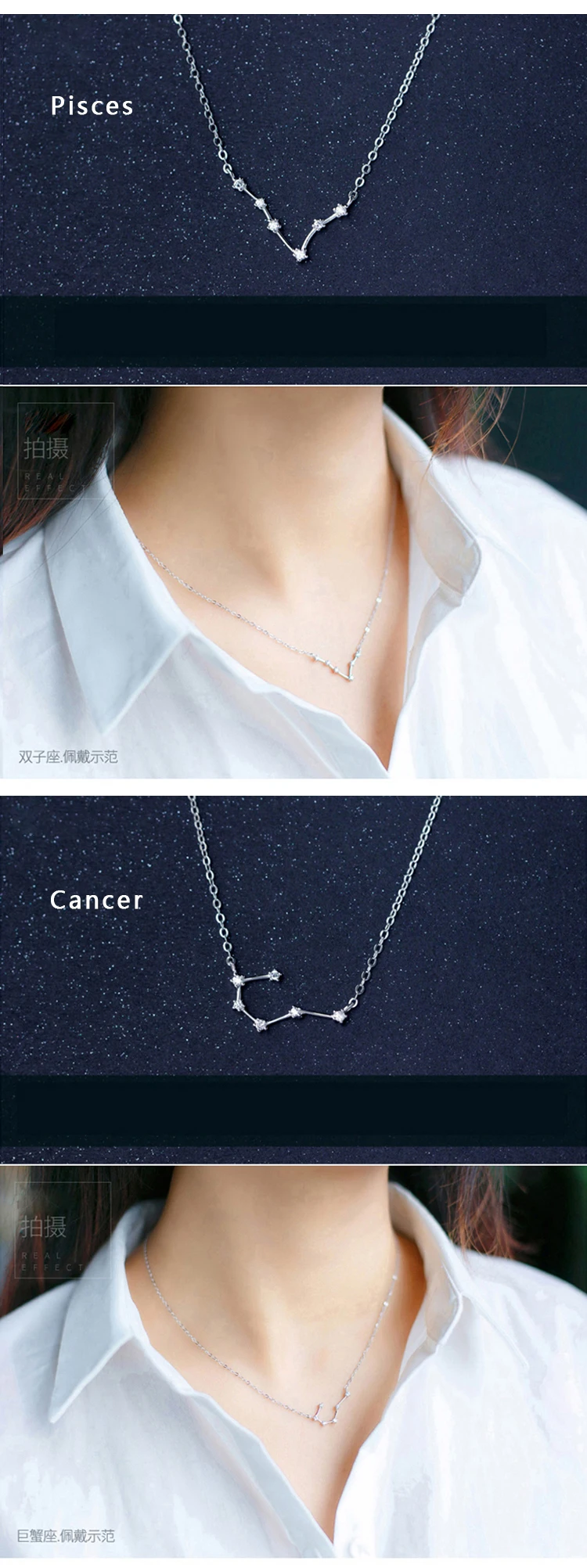 New Design 12 Constellations 925 Sterling Silver Fashion Zircon Women's Necklaces Gorgeous Jewelry Clavicular Chain