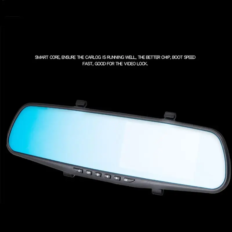 Черный Full 1080P Car DVR Camera Auto 4.3" Rearview Mirror Digital Video Dash Cam Auto Car Rearview Camera - Название цвета: Черный