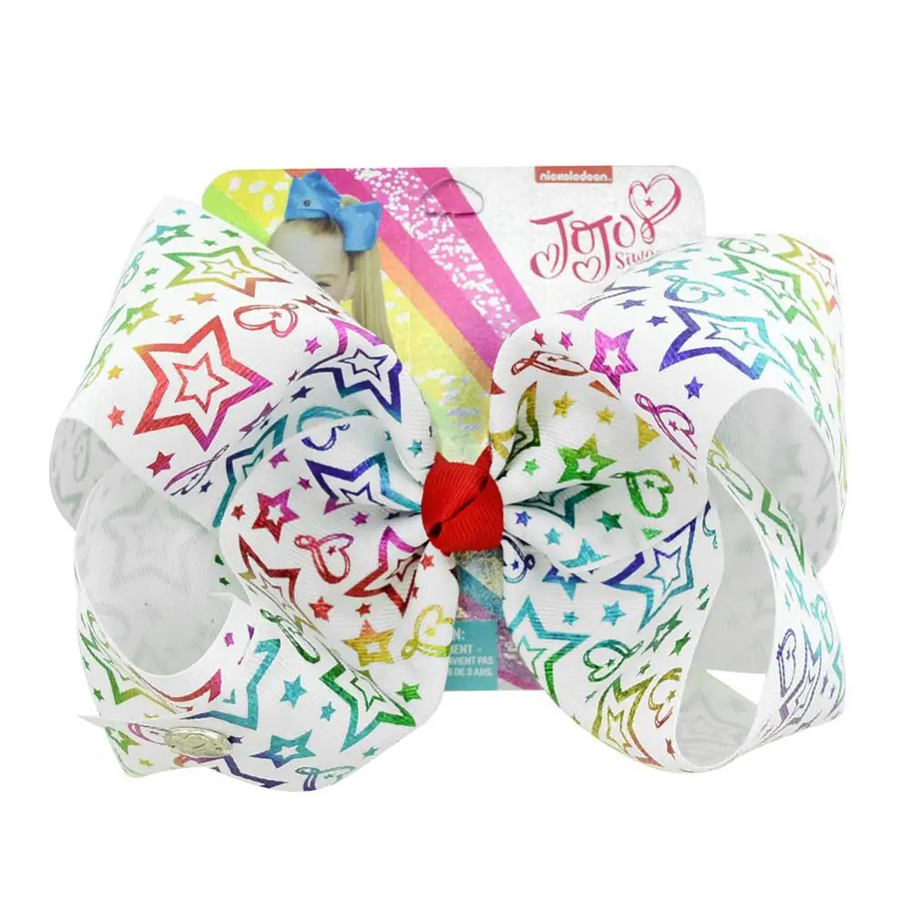 1 шт. 8 дюймов JoJo Siwa BowsUnicorn сердце горошек принт банты для волос с зажимами Рог единорога для девочек красочные аксессуары заколки для волос