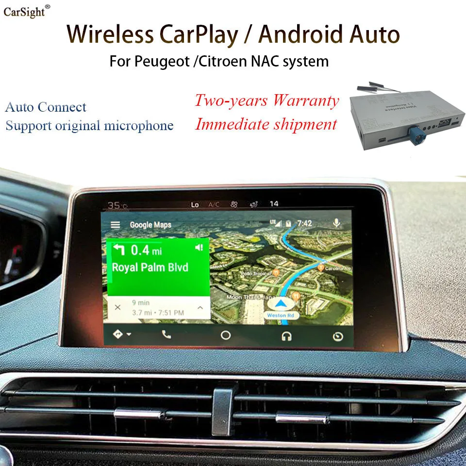 Автомобильный проводной/беспроводной видеоинтерфейс CarPlay для Peugeot NAC C6 208 2008 5008 3008