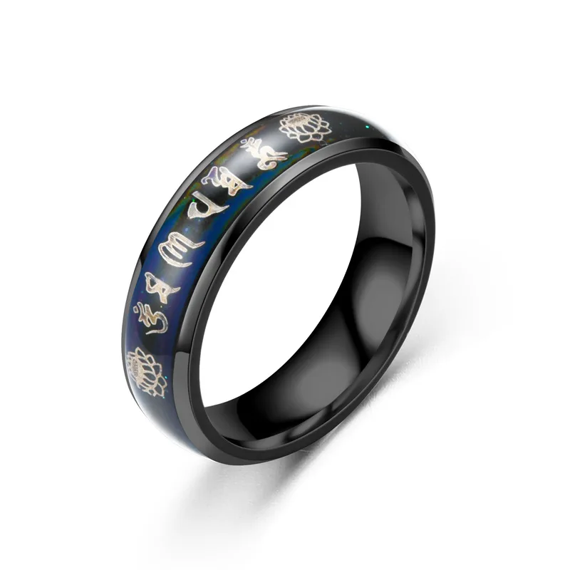 Мода шесть слов женян обесцвечивание кольцо титановая сталь изменение настроения цвет температура чувствовать сердцебиение ЭКГ настроение кольцо