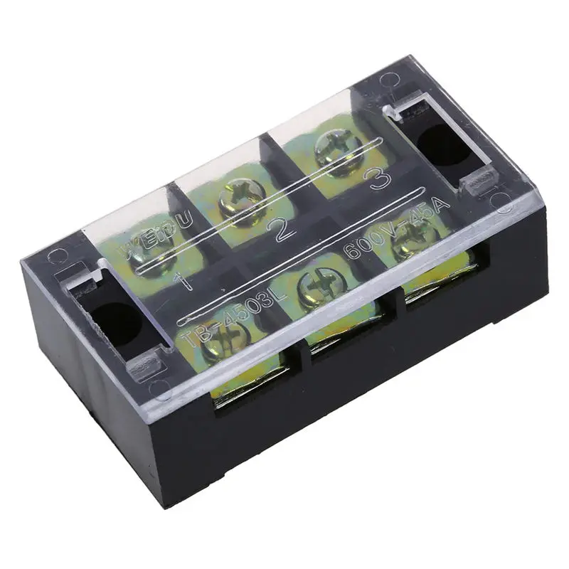 

600V 45A Double Row 3 Position Screw Barrier Terminal Block