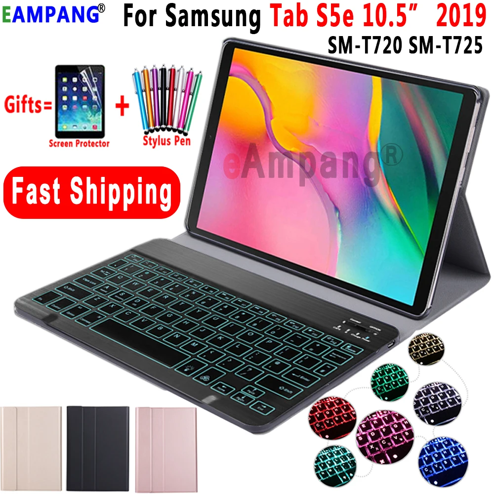  Backlit Keyboard Case for Samsung Galaxy Tab S5e 10.5 Case T720 T725 SM-T720 Cover Removable Blueto