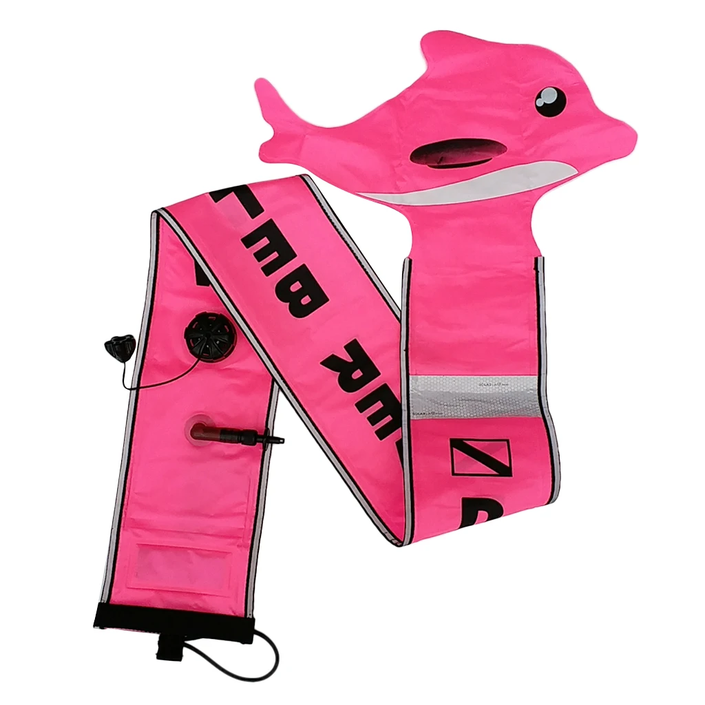 SMB Surface Marker Buoy Inflatable Signal Tube Float for Scuba Diving Divers - Funny Dolphin Design 