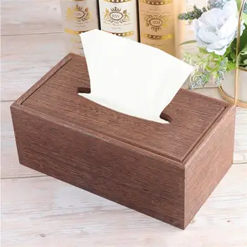 

Wooden Tissue Box Natural Napkin Case Paper Towel Holder Table Napkin Holder for Home Office Light Brown