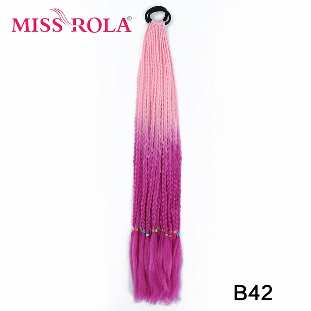 Synthetic Chignon Hair 60cm Hair Color Gradient Dirty Braided Ponytail Women Elastic Hair Rubber Band Hair Accessories Headband B42