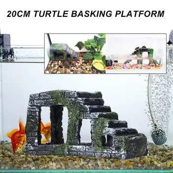 

New Fish Tank Aquarium Under Water Decorations Resin Ornaments Turtle Reptiles Landscaping Terrace Bridge Platform Accessories