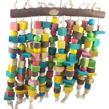 

Bird Chewing Toys Parrot Bite Toy Wooden Block Multicolor Beads for Lovebirds Small and Medium Parrots and Birds