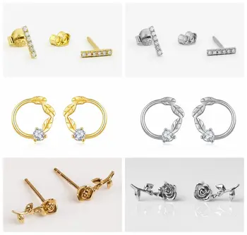 

925 Sterling Silver Rose style Cute Stud Earrings For Women Casual Style Girl Earings Personality Sterling-silver-jewelry A30