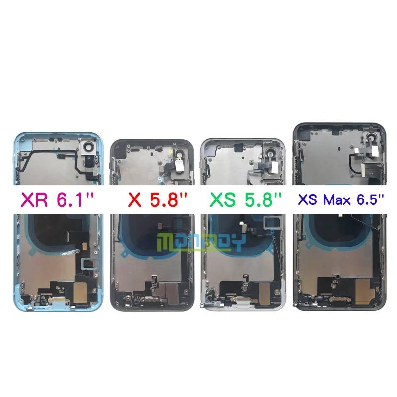 US $128.80 510Pcs For iphone X 8G 8 Plus XR XS MAX Battery Back Cover Middle Chassis Frame Full Housing Assembly Door Rear with Flex Cable