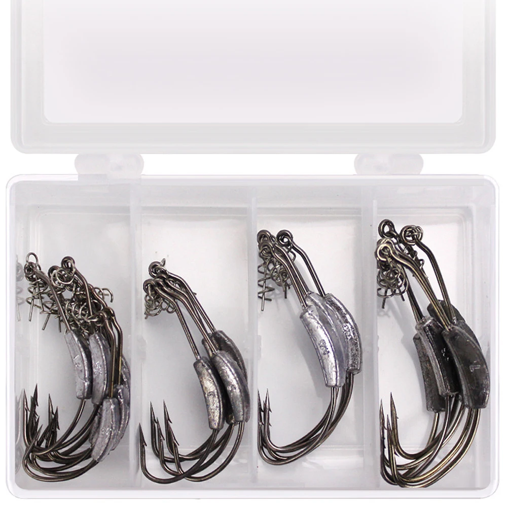 

Leaded crank hook set 26 pieces of spring lock needle single hook soft bait hook Texas fishing group accessories