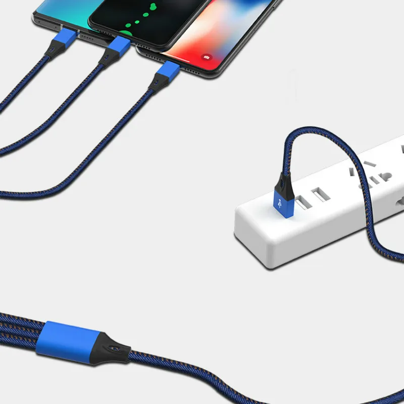 3 в 1 USB кабель 3A зарядный кабель type-C Micro USB 8 PIN для iphone 8 Plus samsung Redmi Note 8 кабель для зарядки телефона 1,2 м шнур