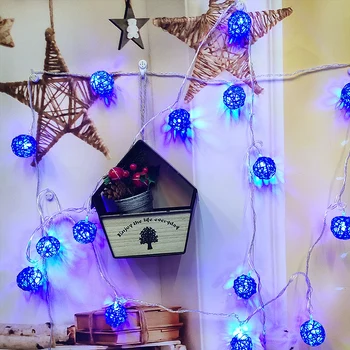

String Decorative Lights for Bedroom Extendable Wall Deco LED Rattan Ball Garland Lights Baby Bed Fairy Lights Decoration