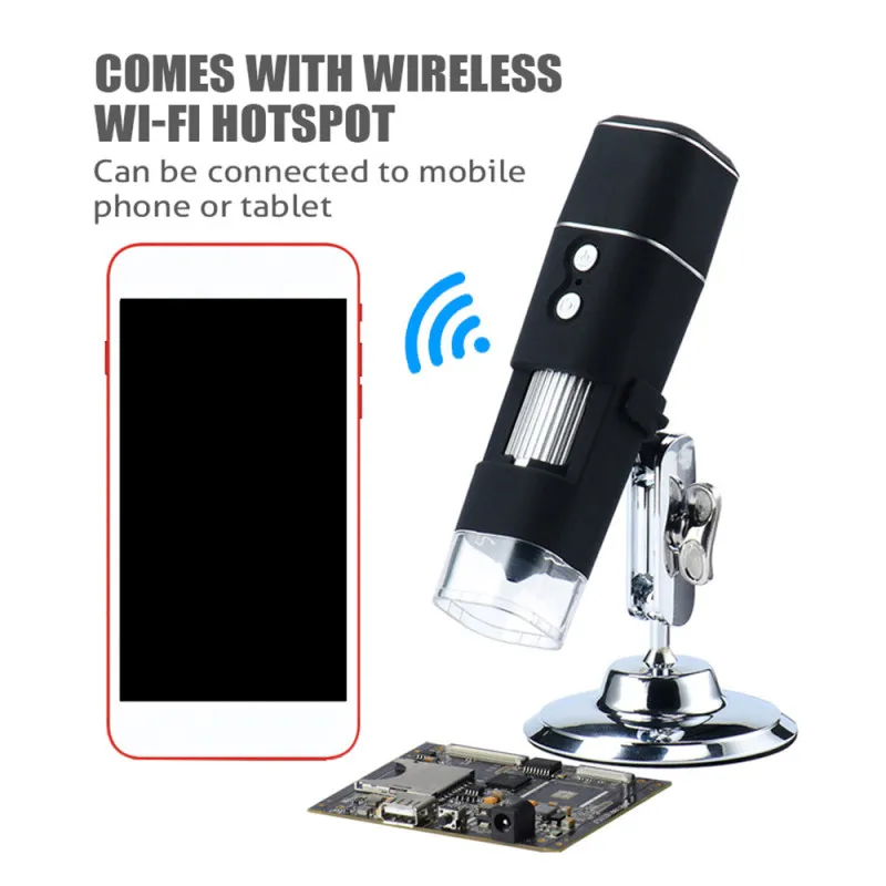 

WiFi Professional USB Digital Microscope 8 LED 2MP 1000X Electronic Microscope Endoscope Zoom Camera Magnifier+ Lift Stand Tools