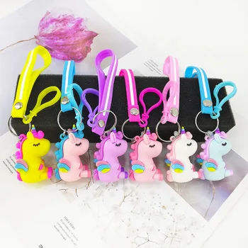 

Creative PVC cartoon unicorn doll keychain lady bag mini animal pendant car key alloy accessory children's birthday gift