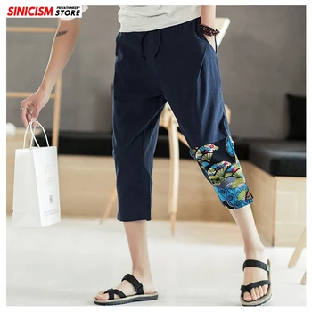 

Sinicism Store Men Chinese Style Patchwork Harem Pants Mens 2020 Loose Trousers Male Oversize Bottoms Summer Linen Casual Pants