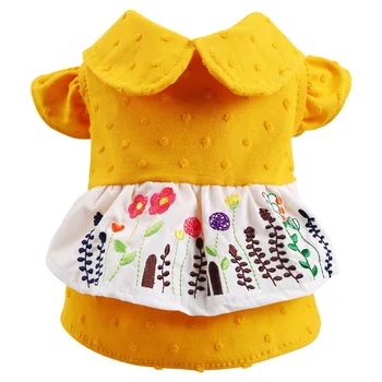 

Cute Flowers Dog Dress Tutu Skirt Summer Dog Female Girl Puppy Hoodie Shirt Clothes Costume For Yorkie Chihuahua