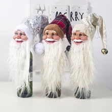 New Christmas Silicone Wine Bottle Covers Santa Claus Tabletop Wine Accessory Decor for Home Kitchen Xmas Table Party Supplies
