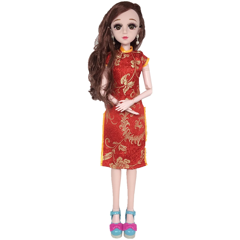 Вечерние платья Cheongsam 60 см старый Бобби кукла игрушка девочка Фея Принцесса сменная одежда китайский стиль Барби - Цвет: Red