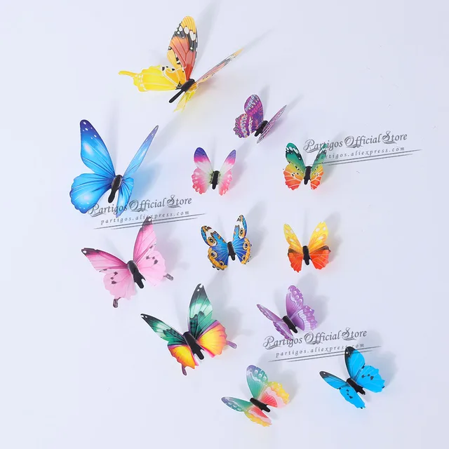 12Pcs 4D Hollow Butterfly Wall Sticker DIY Home Decoration Wall Stickers wedding Party Wedding Decors Butterfly Kids Room Decors new mix