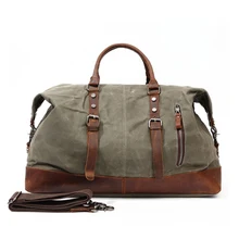 MAHEU зелено-армейский брезентовый кожаный рюкзак для путешествий для мужчин и женщин, прочные тканевые сумки для путешествий, сумка для путешествий на выходные