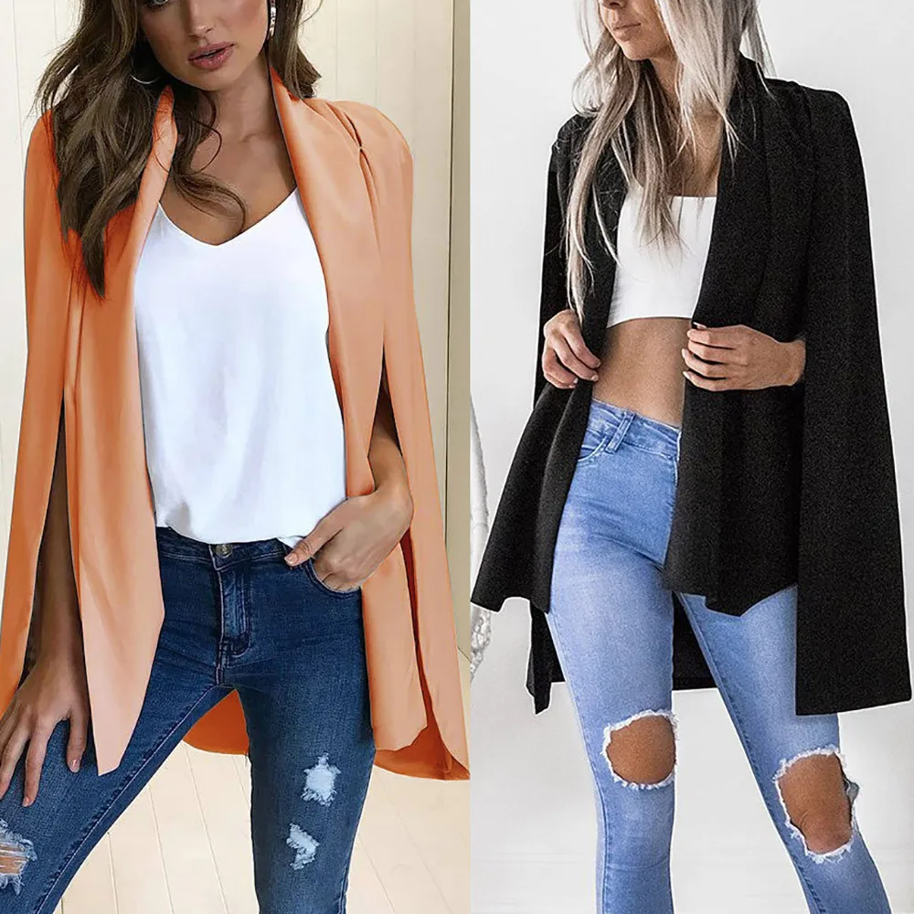 Осенний плащ для женщин одноцветные накидки шаль пальто пончо Mujer Invierno Elegantes