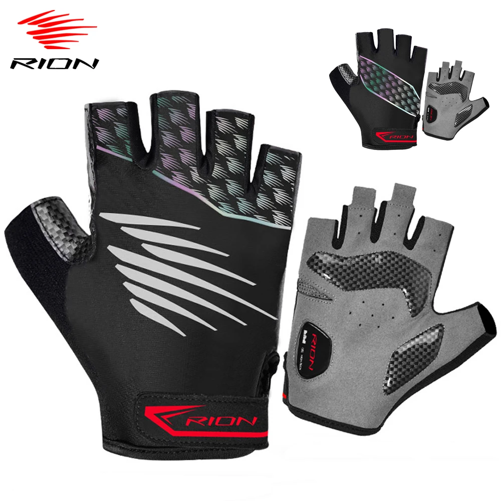 RION guantes de Gel para hombre guantes mtb de medio dedo sin dedos para entrenamiento en gimnasio, bicicleta de carretera, deportivo, gym, moto, Motocross, equipo ciclismo verano guantes ciclismo hombre| Guantes