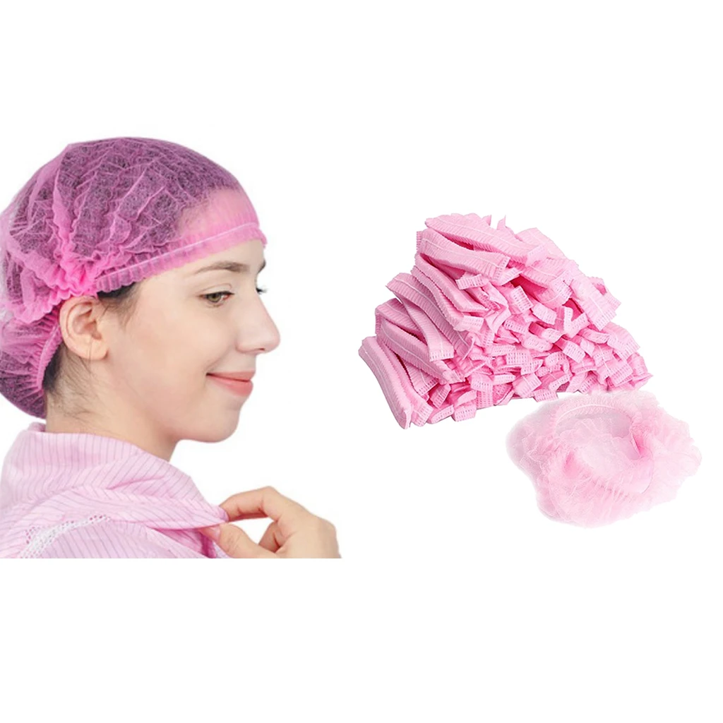 100 Pcs Disposable Hair Head Covers Net Bouffant Cap Non Woven Disposable Shower Caps Anti Dust Hat Spa Salon Beauty Accessories