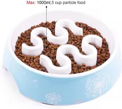 Bol à alimentation lente pour chien et chat, bol à alimentation lente pour éviter l'étouffement, fournitures pour animaux de compagnie, bassin assiette à nourriture Anti Gulping, bol imprimé bleu 