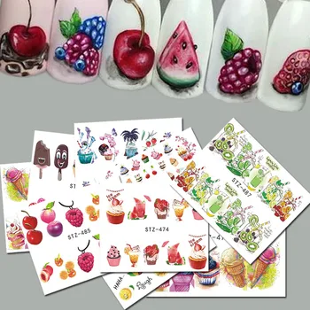 

18pcs Sweets Ice Cream Summer Nail Sticker Mixed Colorful Fruit DIY Water Decals Nail Art Decorations Manicure Tool TRSTZ471-488