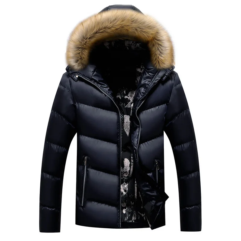The new men's hooded cotton-padded jacket for cold protection plus-size polular | Мужская одежда