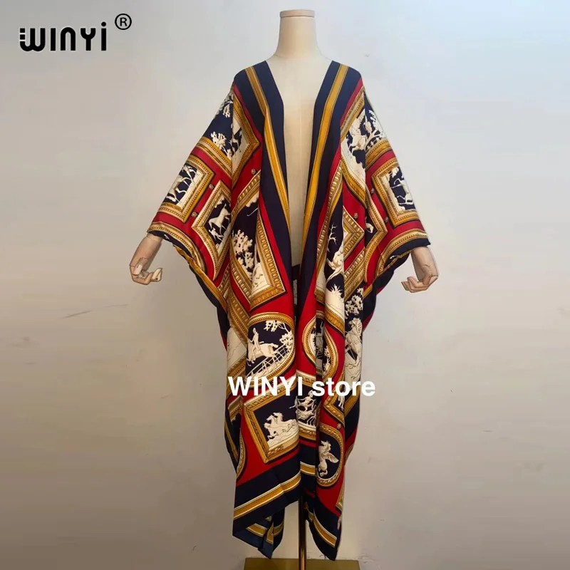 

Sunmer WINYI Средневосточный женский кардиган, богемное платье, коктейльное платье sexcy Boho Макси, Африканский праздничный Шелковый халат с рукавами «летучая мышь»