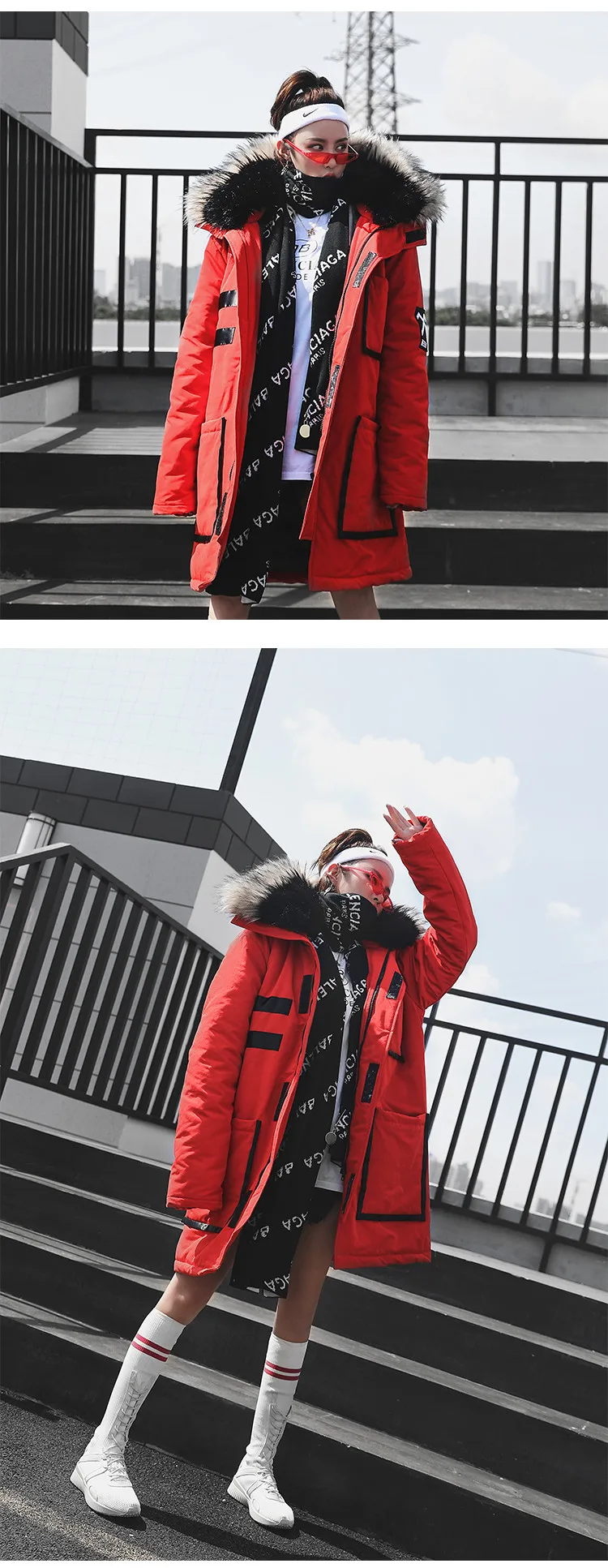 Winter Jacket Coat Men Women New Couple Hip Hop Thick Warm Fur Collar Hooded Long Parka Men Women Loose Overcoat Streetwear