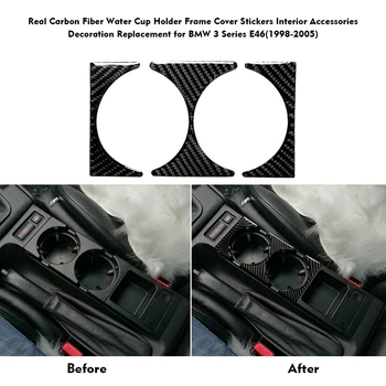 

Car Styling Carbon Fiber Auto Water Cup Holder Frame Cover Docoration Anti-rub Sticker for BMW 3 Series E46(1998-2005)