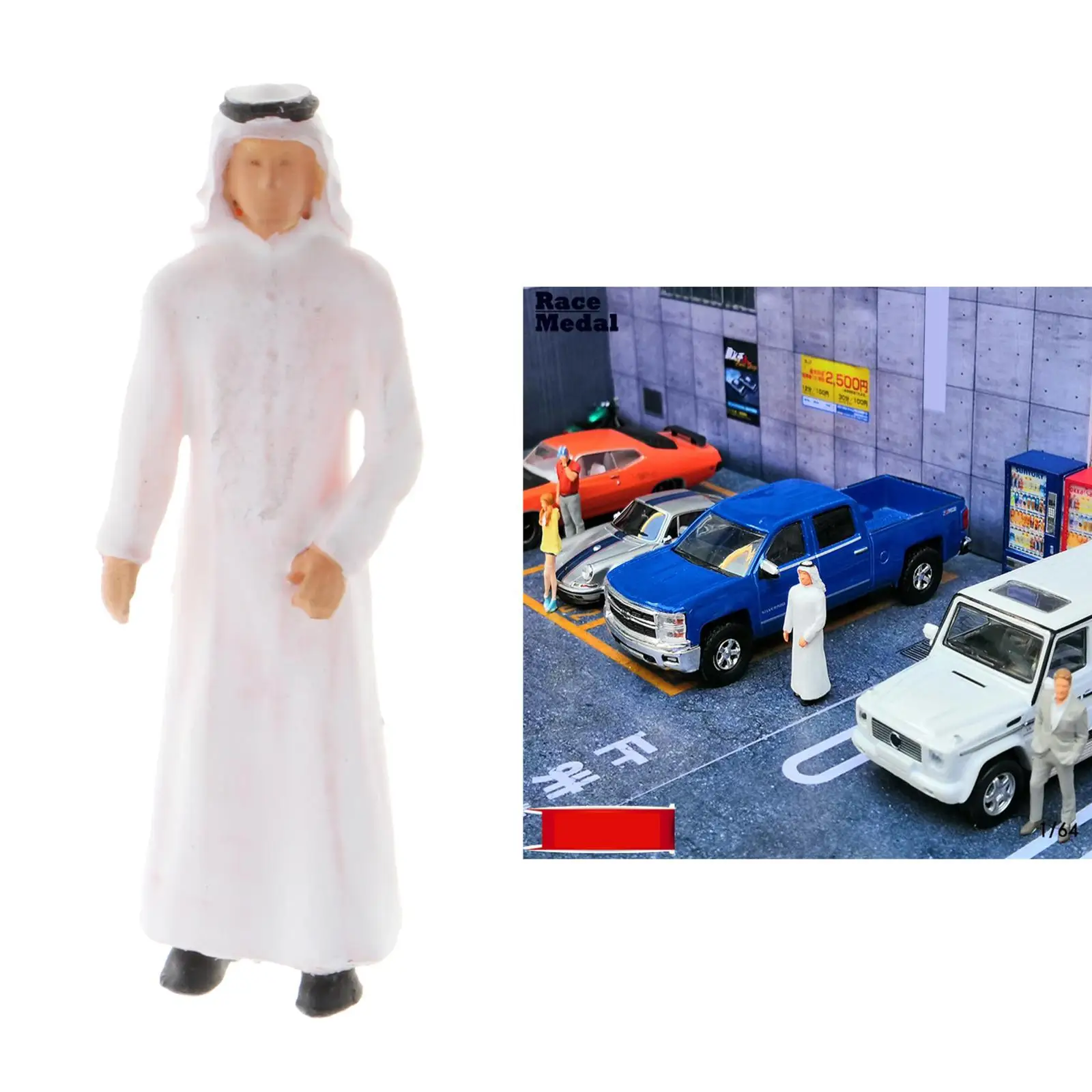 Street People Figures Model Dubai Prince Sports Car Owner Standing Pose Mini Miniature 1/64 Sand Table Photography Accessories