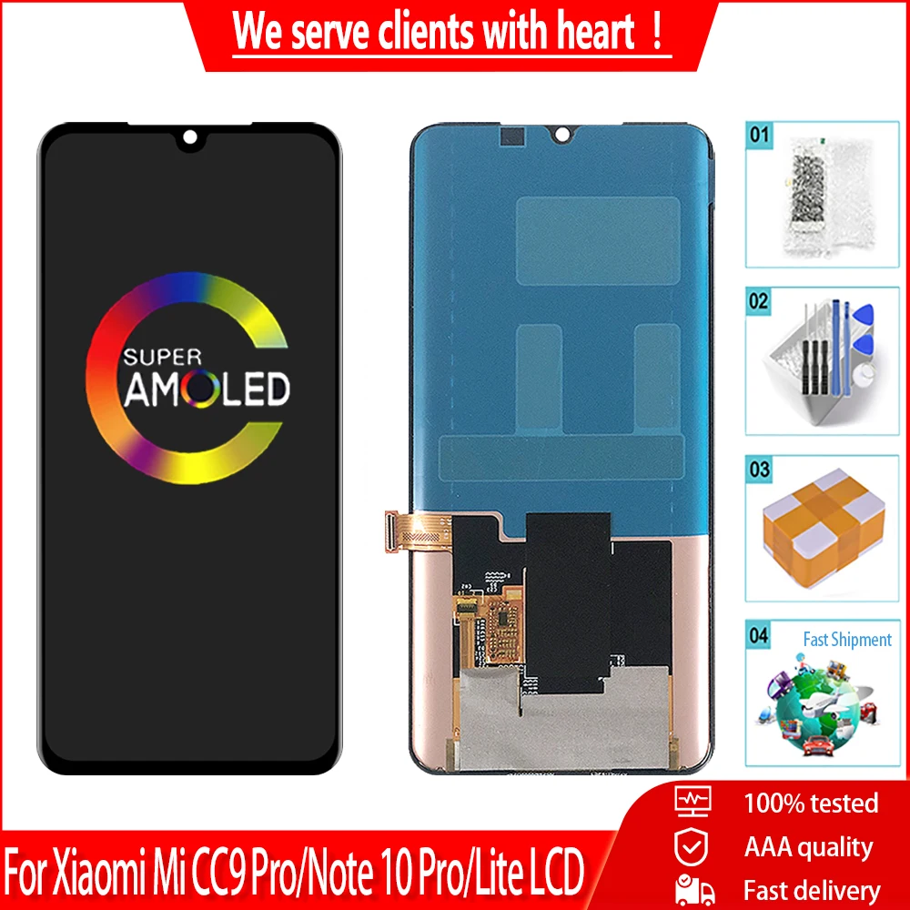 ЖК-дисплей 6 47 дюйма для Xiaomi Note 10 Pro сенсорный экран в сборе запасные части CC9 |