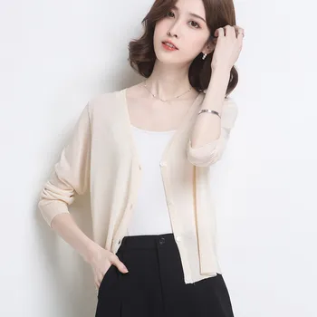 

Women's solid color knitted cardigan casual long-sleeved shirt red