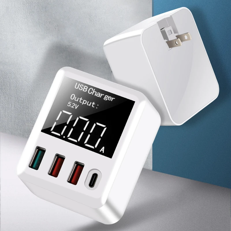 Portable Mini USB Type C Charger 30W Quick Charge 3.0 Phone Charger Led Display USB Charger For iPhone X Samsung Travel Adapter