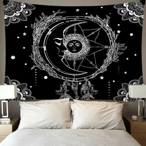Tarot Tapestry Wall Hanging Magical Moon Sun star Bedspread Large Tapestries pov 