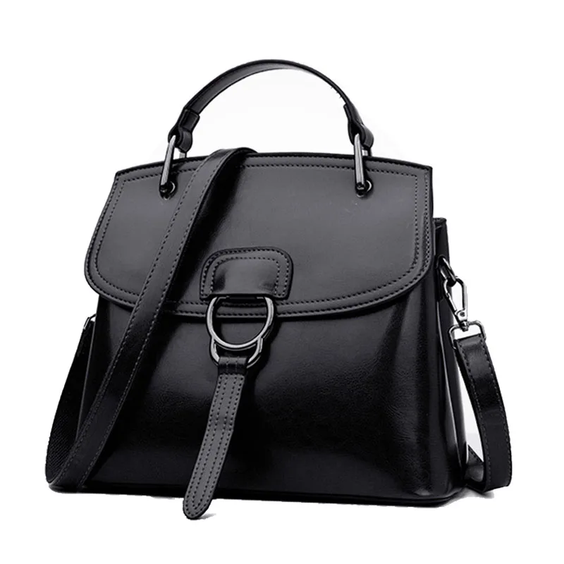 Модная кожаная сумка, Новая женская модная Ретро дизайнерская Большая вместительная сумка на плечо, женские повседневные сумки-мессенджеры, женская сумка-тоут - Цвет: Черный
