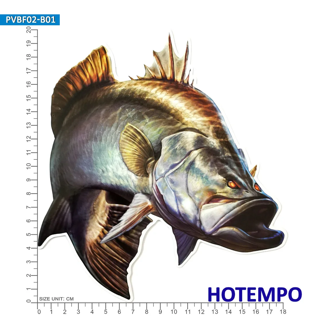 20cm 7.87inch, Große Meeresfische, Thunfisch, Schnapper, Barsch, Wasserdichte Aufkleber, für Fischer, Laptop, Gepäck, Boot, Motorrad, Skateboard, Wand, Glas, Auto-Aufkleber – Detail 5