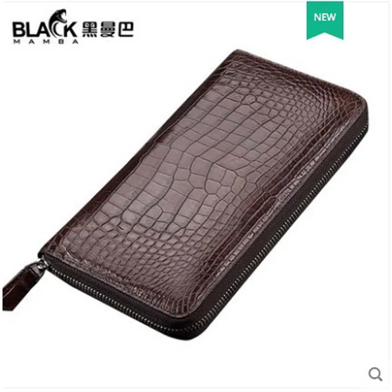 

heimanba Man's crocodile hand bag belly leather long purse wallet leather full-leather wallet handbag men clutch bag