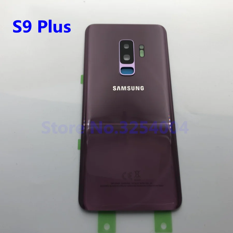 Чехол на заднюю батарейку для samsung Galaxy S9 Plus G965 G965F, SM-G965FBack, стекло, корпус, клейкая крышка+ рамка для объектива камеры - Цвет: S9 Plus  Purple