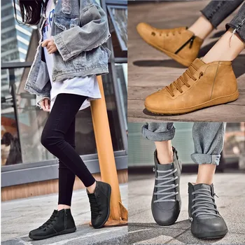 

Men and Women Leather Side Zipper Elastic Laces Slip on Boot