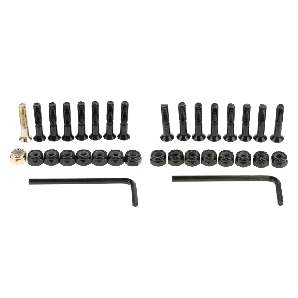 8pcs Carbon Steel Longboard Skateboard Hardware Bolts with Hex Tool for Street Deck Cruiser Skateboard Longboard